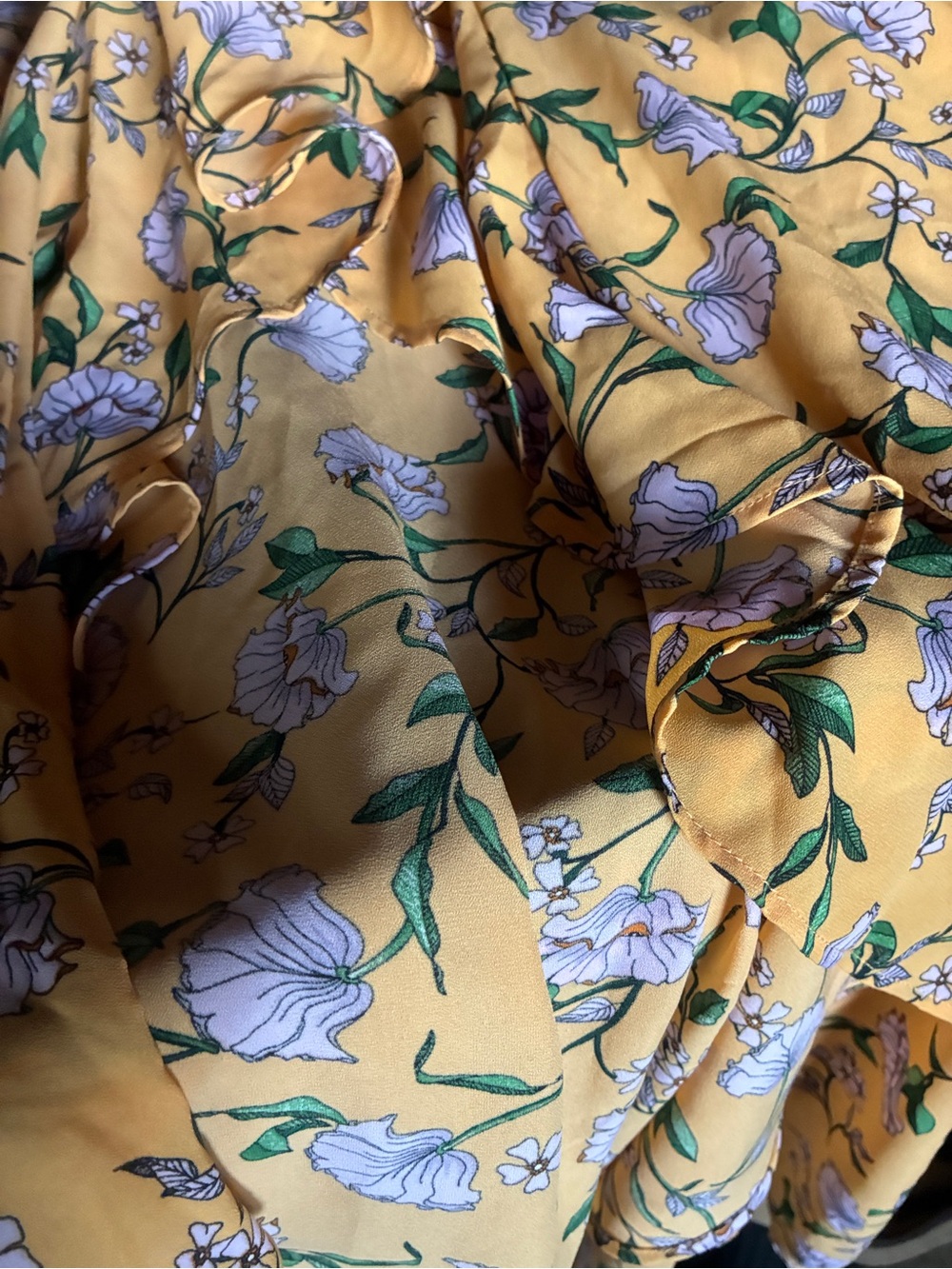 Rokoko Yellow Floral Ruffle Maxi Dress Split Leg Size Small Boho Summer - Picture 4 of 5